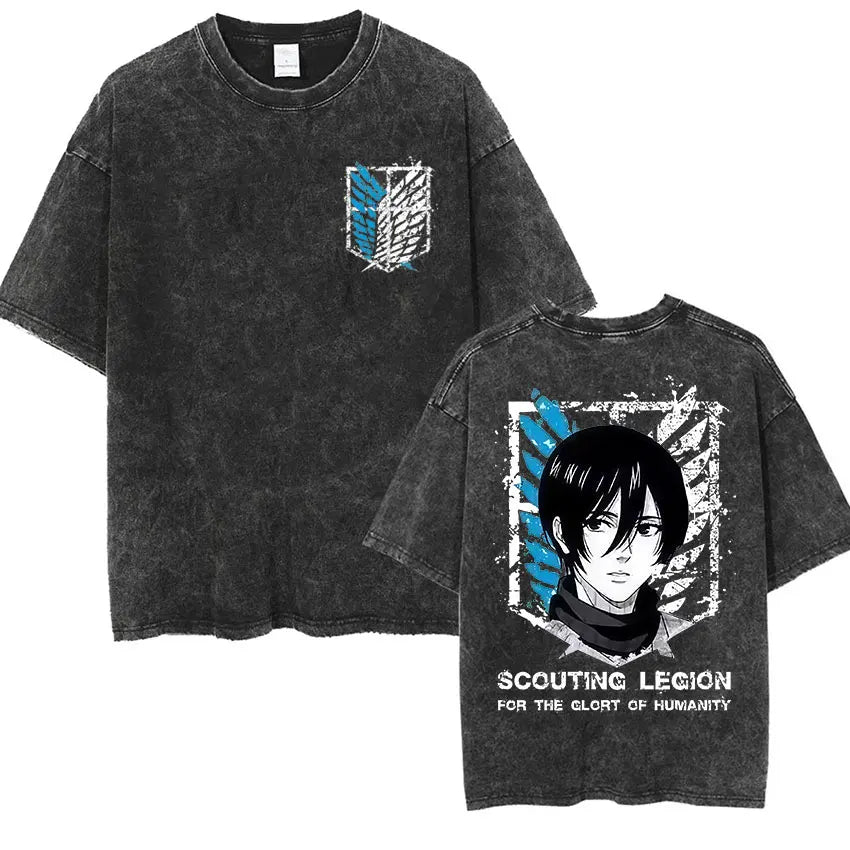 Attack on Titan Vintage Washed Mikasa & Eren Graphic Tee