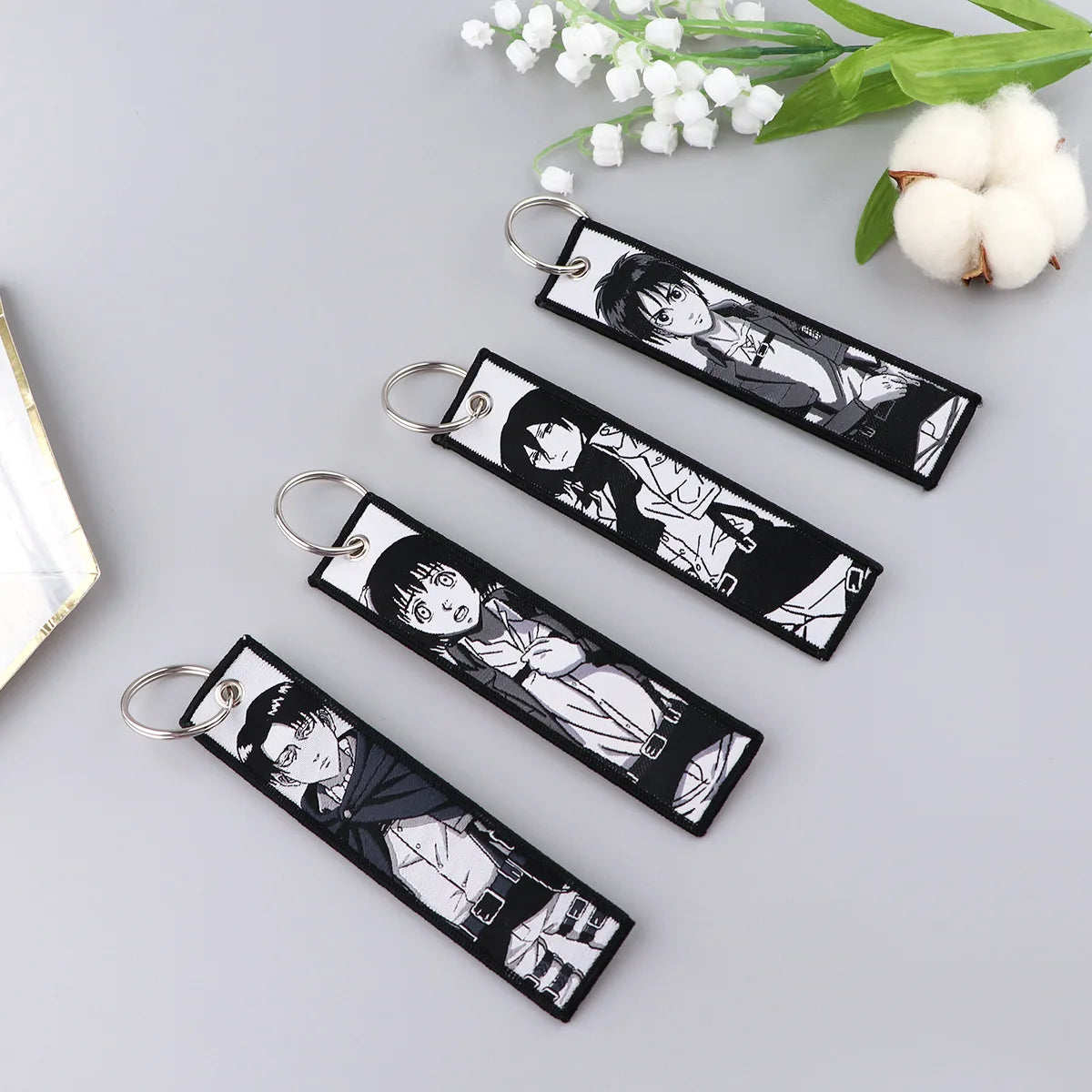 Attack on Titan Eren & Levi Embroidery Keychain Tag