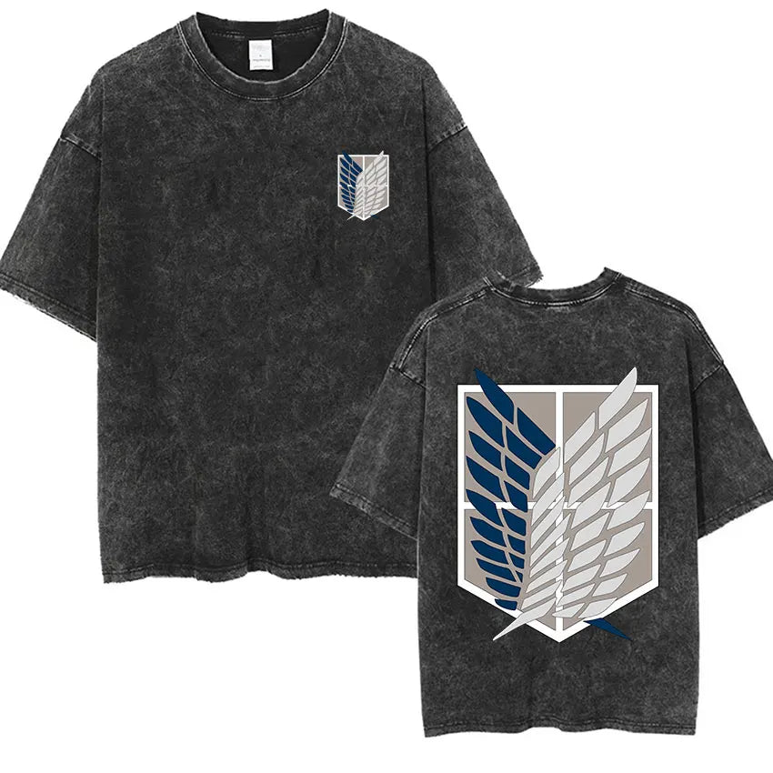 Attack on Titan Vintage Washed Mikasa & Eren Graphic Tee