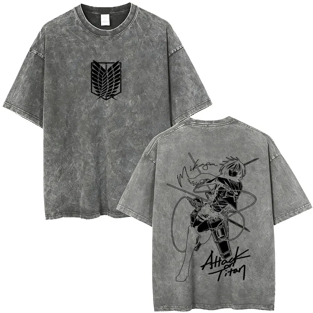 Attack on Titan Mikasa Ackerman Vintage Washed Cotton Tee