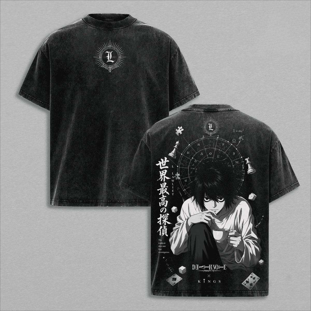 Death Note L Lawliet Japanese Manga Vintage Washed Cotton Tee