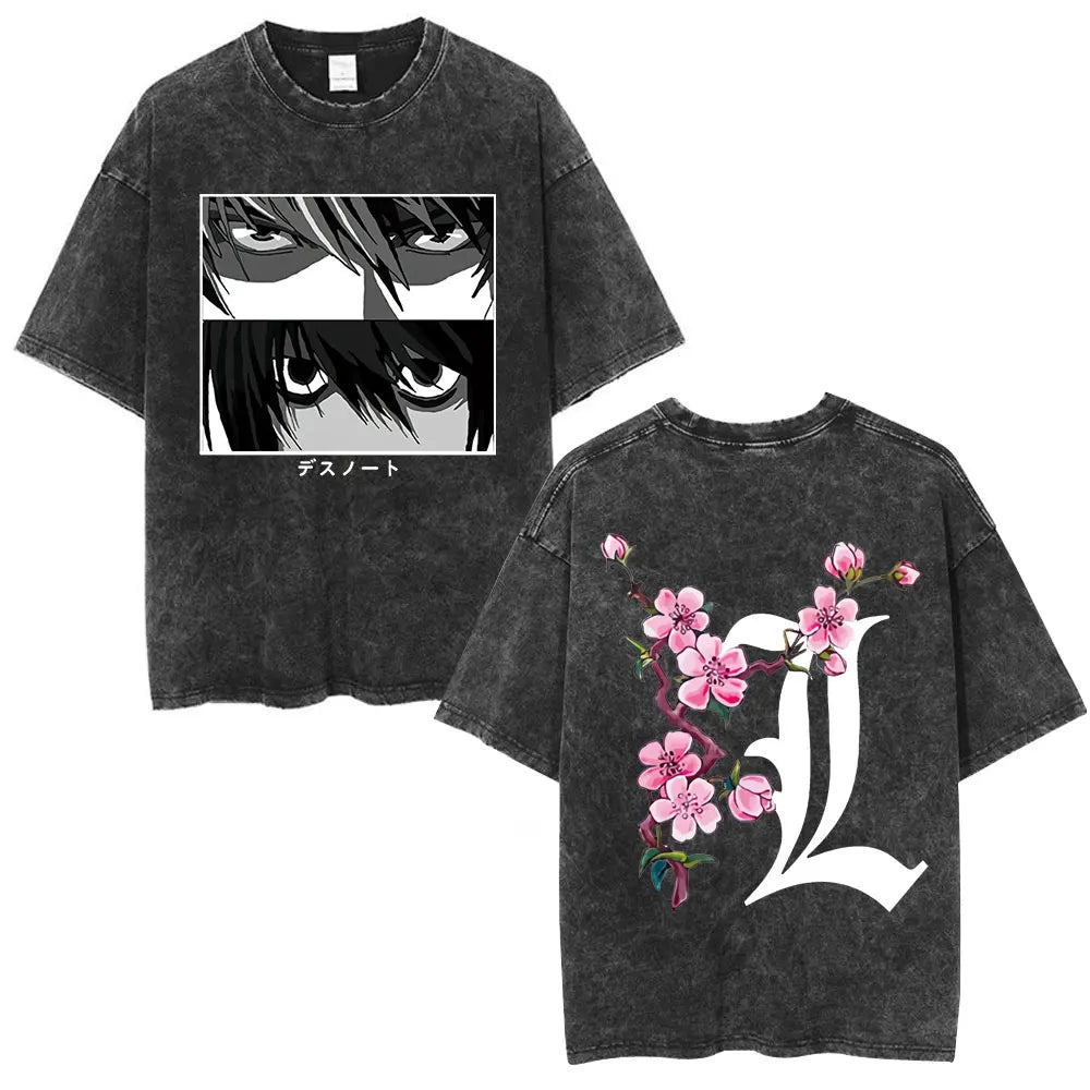 Death Note L Lawliet & Light Yagami Vintage Washed Cotton Tee