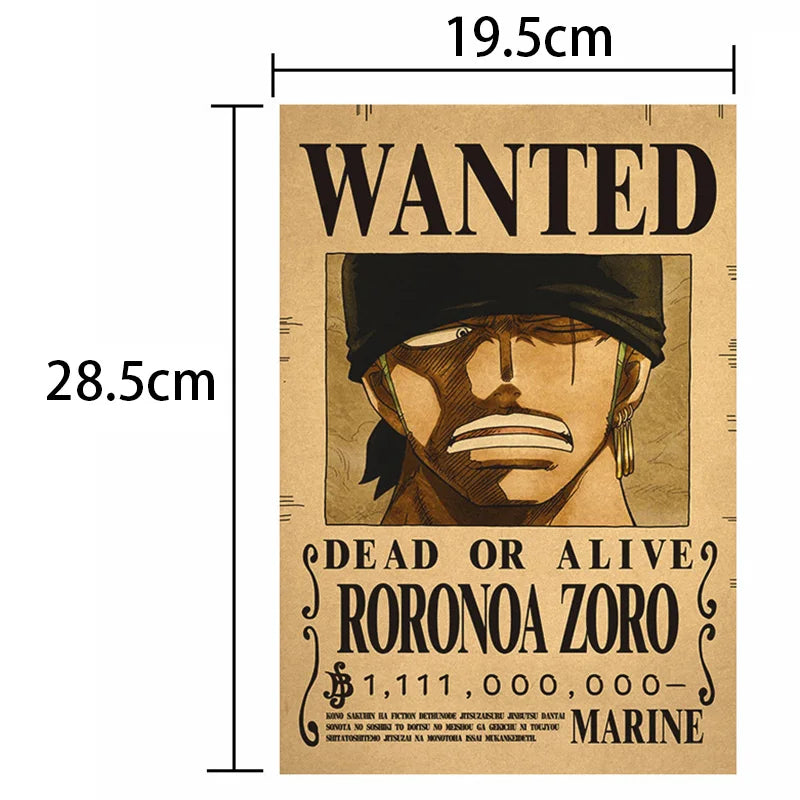 One Piece Vintage Wanted Posters Set