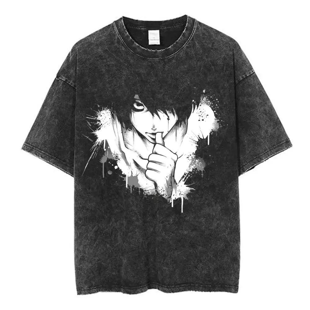 Death Note L Lawliet & Light Yagami Vintage Washed Cotton Tee
