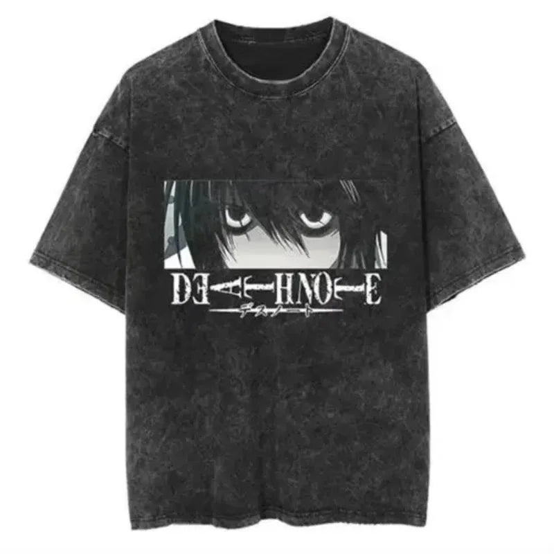 Death Note Harajuku Vintage Washed Cotton Graphic Tee