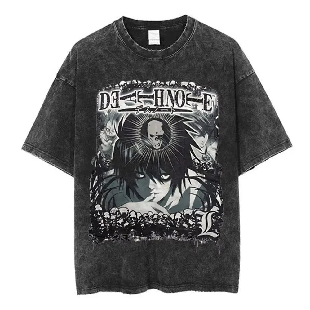 Death Note Light Yagami & L Lawliet Vintage Washed Cotton Tee