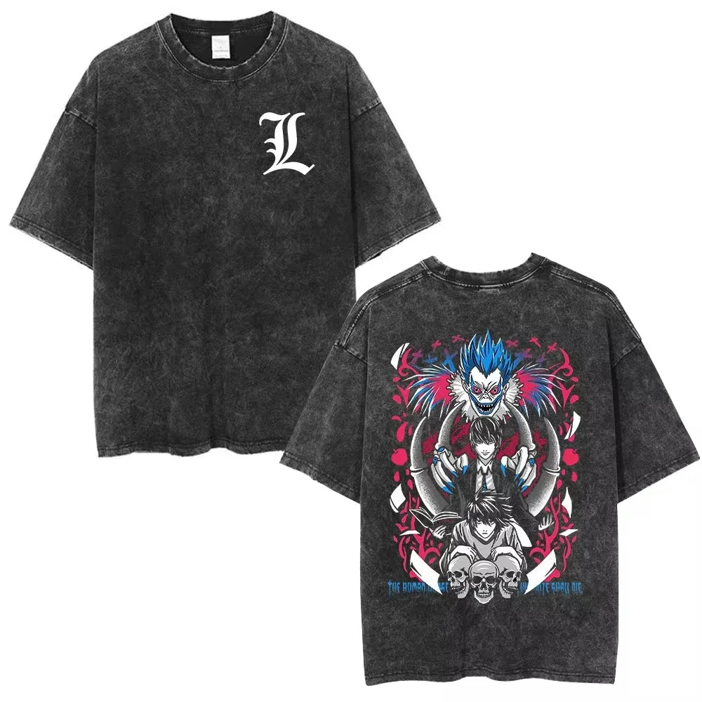 Death Note Light Yagami & L Lawliet Vintage Washed Cotton Tee