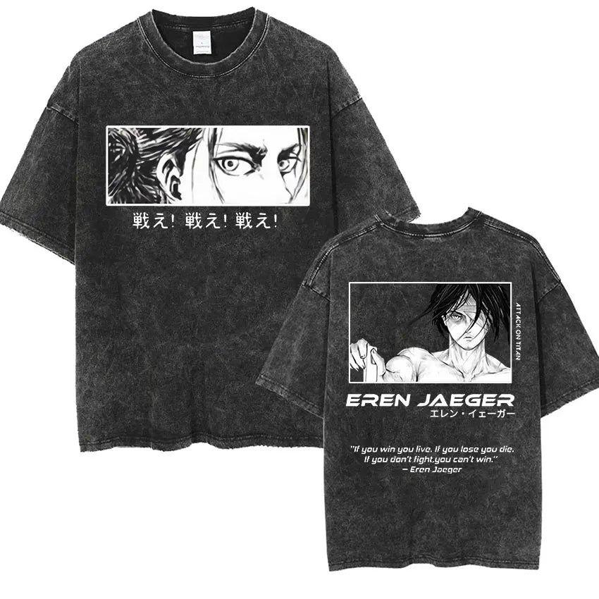 Attack on Titan Vintage Washed Mikasa & Eren Graphic Tee