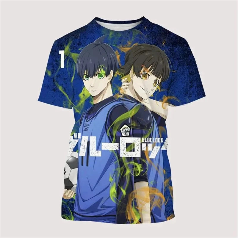 Blue Lock 3D Printed Harajuku Y2K Football Tee