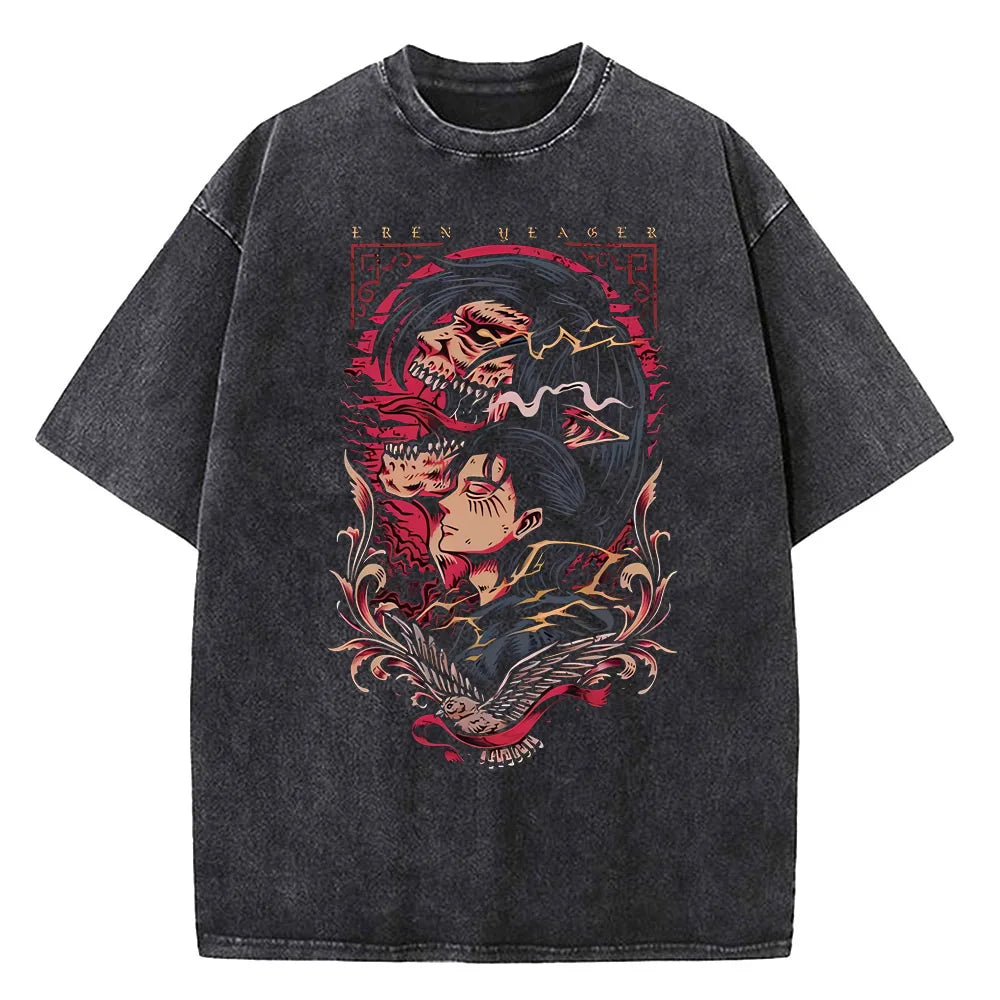 Attack on Titan Harajuku Vintage Washed Cotton Tee