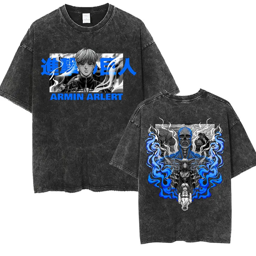 Attack on Titan Vintage Washed Mikasa & Eren Graphic Tee
