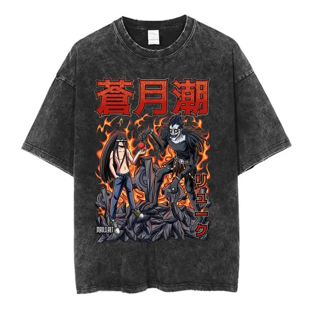 Death Note Light Yagami & L Lawliet Vintage Washed Cotton Tee