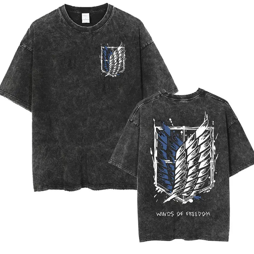 Attack on Titan Vintage Washed Mikasa & Eren Graphic Tee