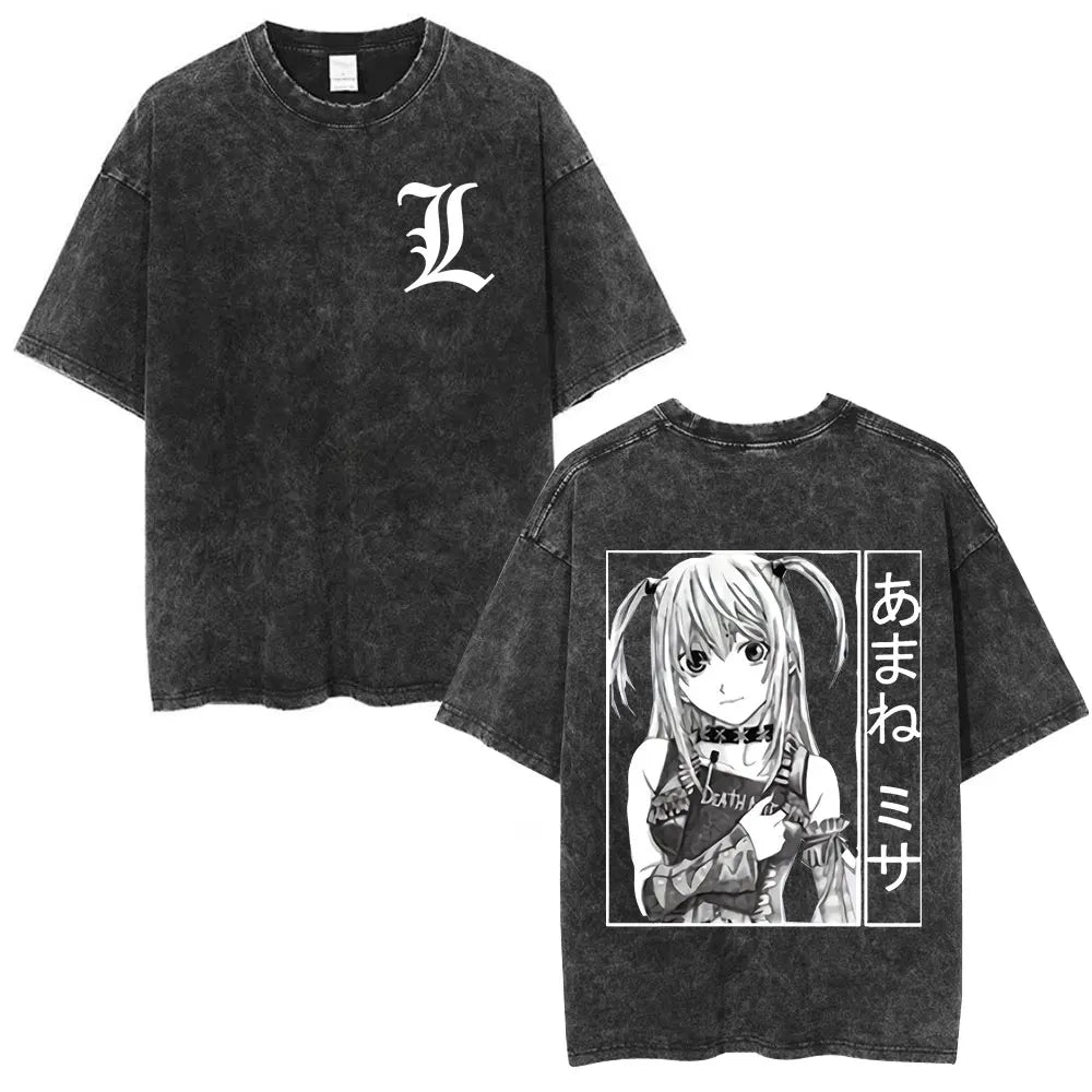 Death Note L Lawliet & Light Yagami Vintage Washed Cotton Tee