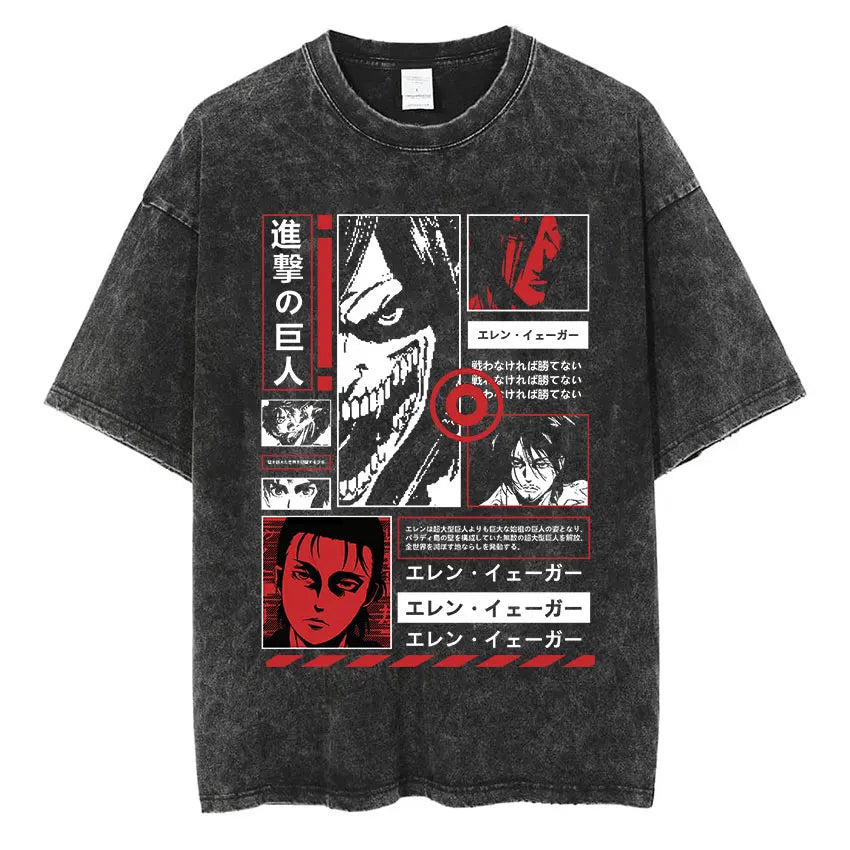 Attack on Titan Vintage Washed Mikasa & Eren Graphic Tee
