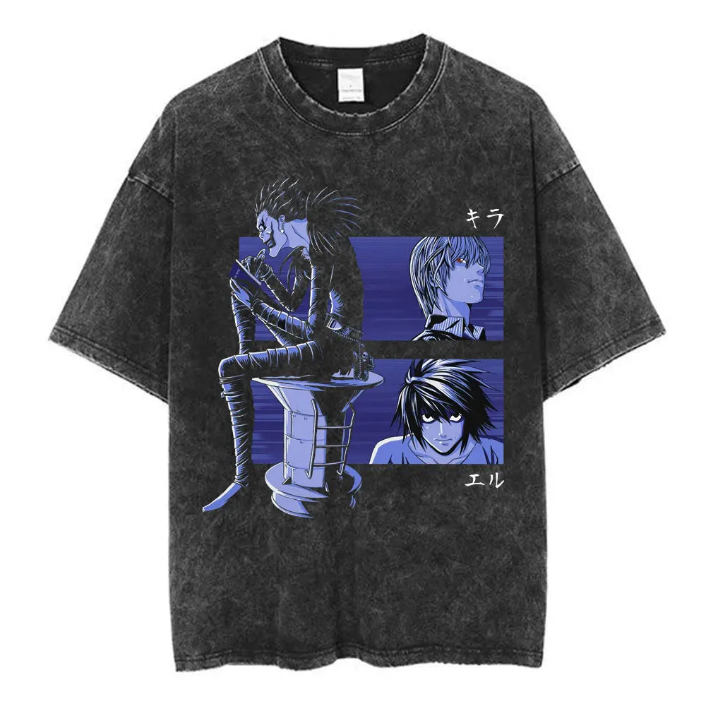 Death Note L Lawliet & Light Yagami Vintage Washed Cotton Tee