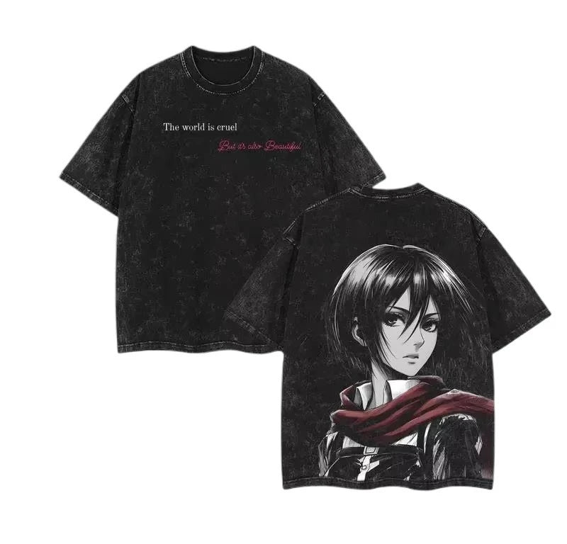 Attack on Titan Mikasa Ackerman Vintage Washed Cotton Tee