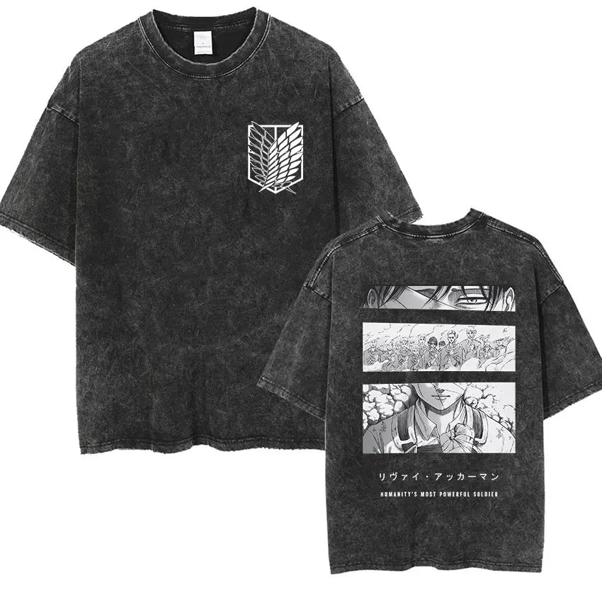 Attack on Titan Vintage Washed Mikasa & Eren Graphic Tee