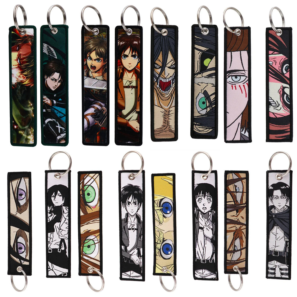 Attack on Titan Eren & Levi Embroidery Keychain Tag