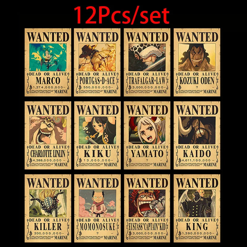 One Piece Vintage Wanted Posters Set
