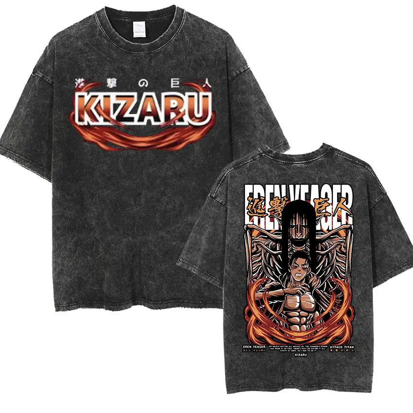 Attack on Titan Vintage Washed Mikasa & Eren Graphic Tee