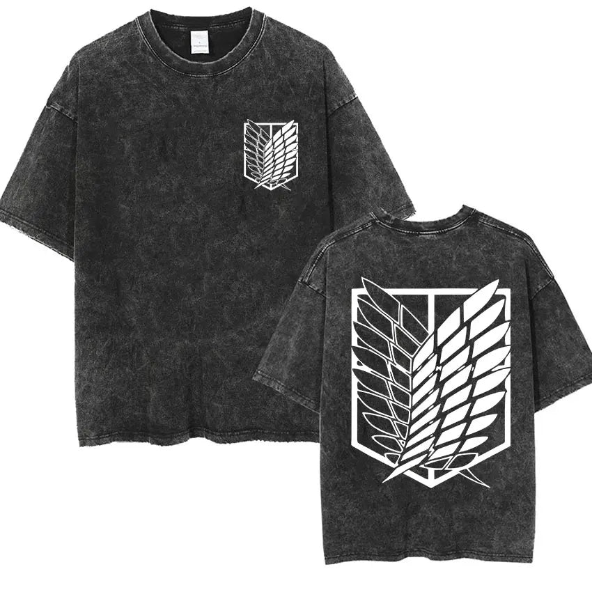 Attack on Titan Vintage Washed Mikasa & Eren Graphic Tee