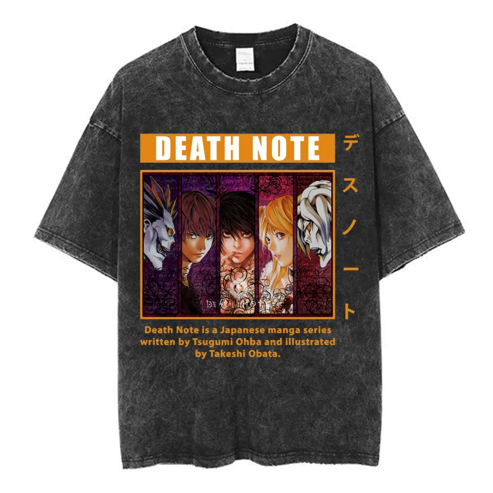 Death Note L Lawliet & Light Yagami Vintage Washed Cotton Tee