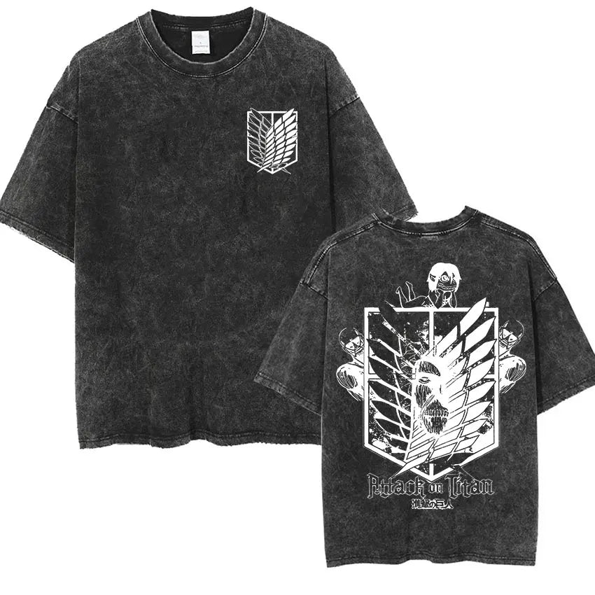 Attack on Titan Vintage Washed Mikasa & Eren Graphic Tee