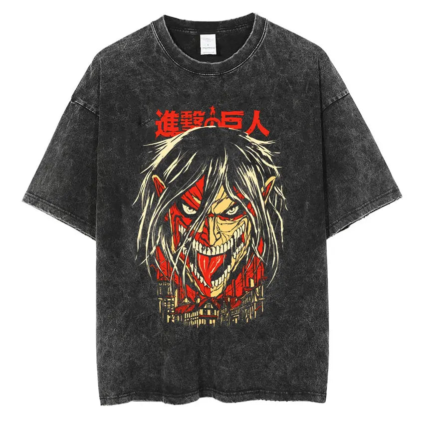 Attack on Titan Vintage Washed Mikasa & Eren Graphic Tee