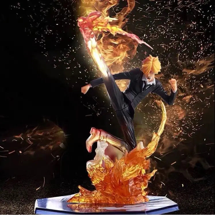 One Piece Sanji Kicking Leg & Zoro Three-Sword Style Statue
